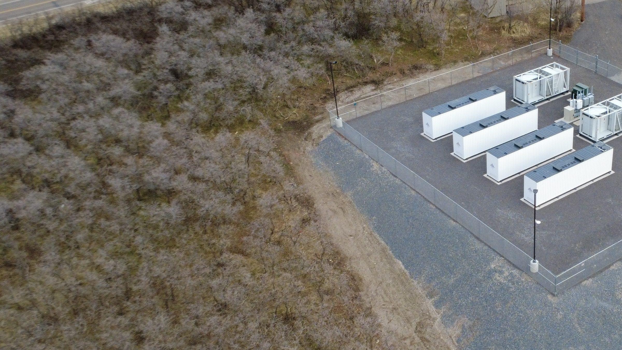 Aerial view of the completed Weber State battery storage site